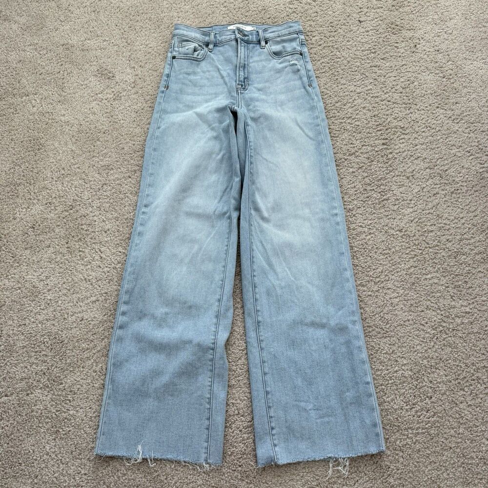 Hidden Los Angeles Wide Leg High Rise Light Wash Jeans Relaxed Stretch Sz 25